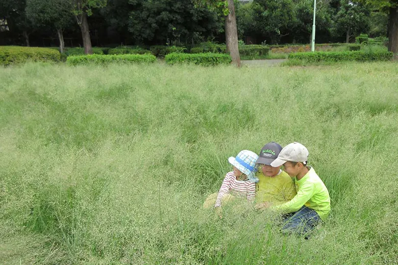 大切にしていること草原で座っている子供たち