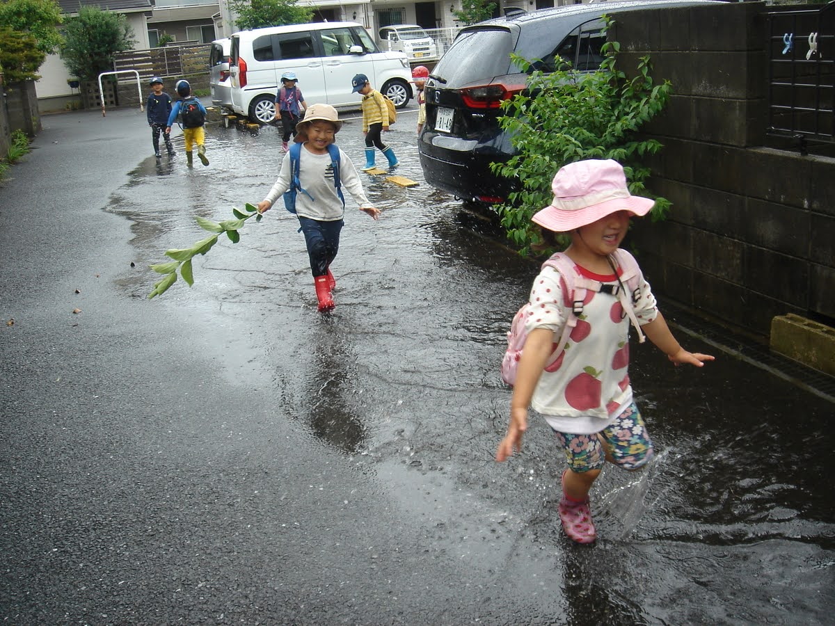 大きな水たまりで走る